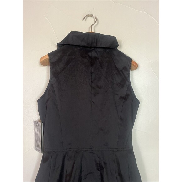 Samuel Dong Black Bubble Hem Sleeveless Mini Dress W/Ruffle, Tie, Pockets NEW S - Picture 9 of 15